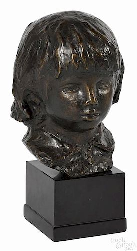 After Pierre Auguste Renoir, patinated bronze, Tete de Coco, signed and numbered 11/12, 10'' h.