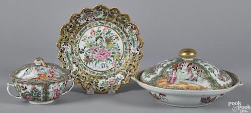 Chinese export rose medallion covered warming dish, 10 1/2'' dia.