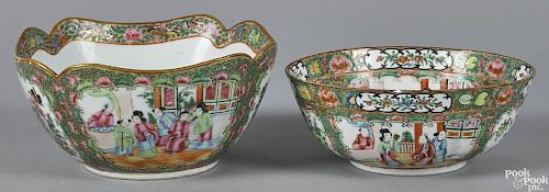 Two Chinese export porcelain rose medallion bowls, 19th c., 4 3/4'' h., 9 1/2'' w. and 3 1/2'' h.