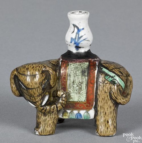 Chinese porcelain figural elephant snuff bottle, 2 1/8'' h.