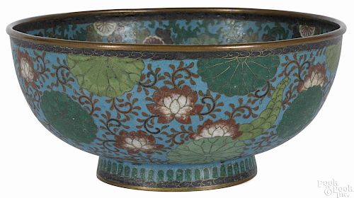 Chinese cloisonné bowl with phoenix decoration, 5'' h., 11 1/2'' dia.