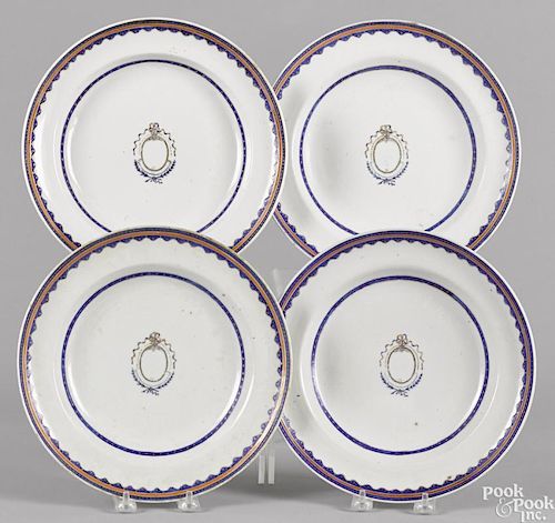 Set of four Chinese export porcelain shallow bowls, ca. 1800, 9 3/4'' dia.