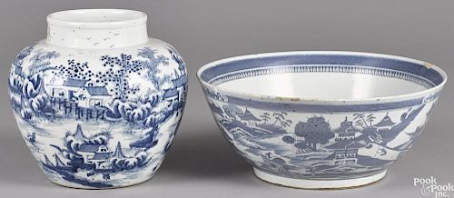 Chinese export porcelain Canton centerpiece bowl, 19th c., 6'' h., 14 1/2'' dia.