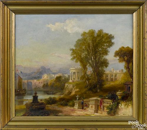 Russell Smith (American 1812-1896), oil on canvas Italianate landscape, signed lower right