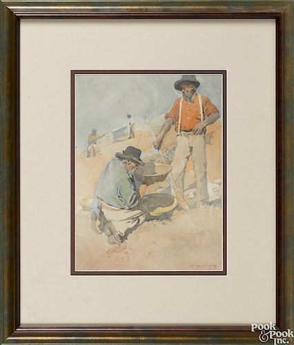 George Harding (American 1882-1959), watercolor illustration, titled The First Adventurers
