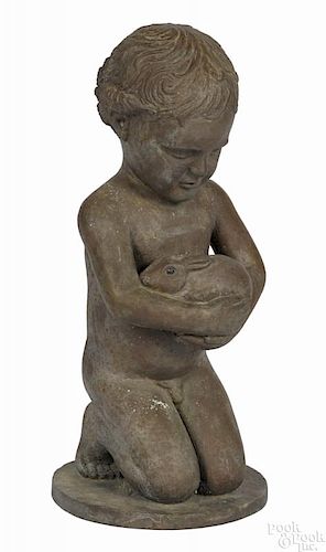 Edward Fenno Hoffman III (American 1916-1991), bronze of a young boy with a rabbit, signed