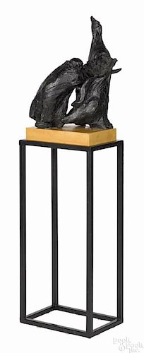 Stanley Bleifeld (American 1924-2011), patinated bronze butcher, monogrammed and dated '63