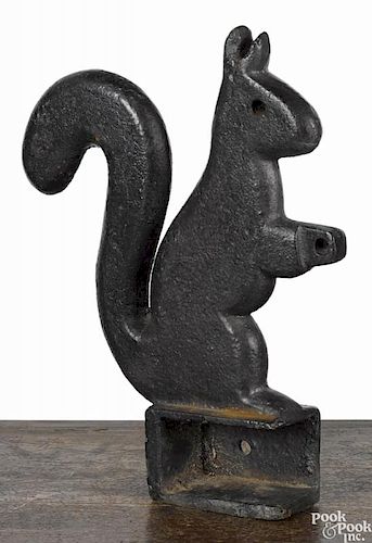 Elgin cast iron squirrel windmill weight, ca. 1900, retaining an old black surface, 17 1/4'' h.