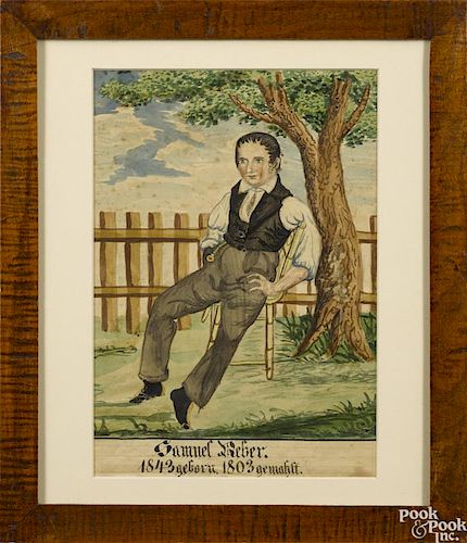 Reading Artist (Pennsylvania, active 1828-1845), watercolor portrait of Samuel Reber
