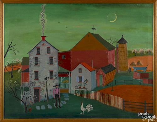 David Y. Ellinger (American 1913-2003), oil on canvas Amish farm scene, signed lower right