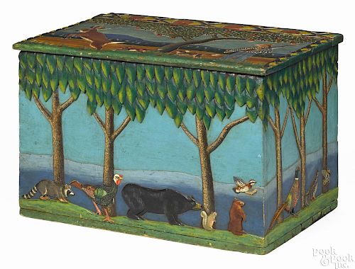 Albert Abelt (Cumberland County, Pennsylvania 1913-1964), carved and painted pine box