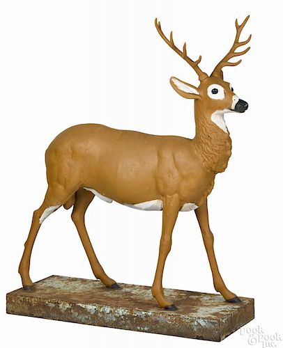 American cast iron stag garden figure, late 19th c., 60 1/2'' h.