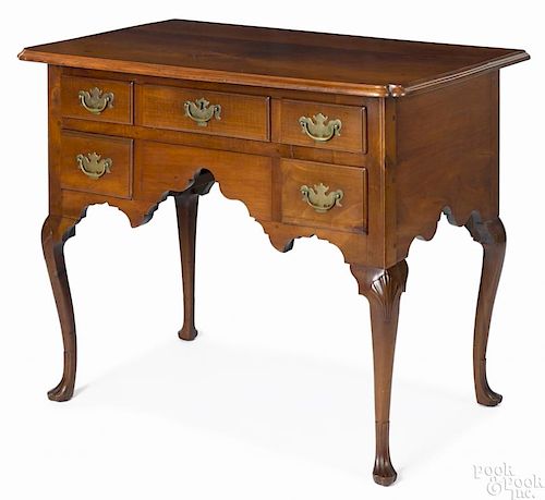 Pennsylvania Queen Anne cherry dressing table, ca. 1760, with shell carved knees and stocking feet