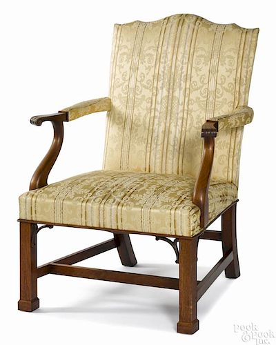 Frank Auspitz, York, Pennsylvania Chippendale style walnut open armchair.