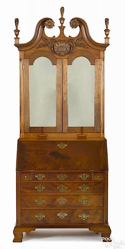 Frank Auspitz, York, Pennsylvania Chippendale style walnut secretary desk and bookcase
