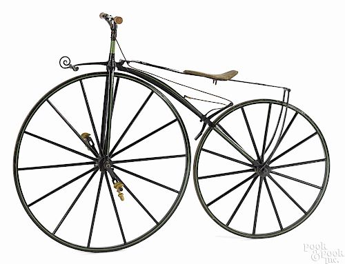 French Michaux boneshaker bicycle, late 19th c., with wood spoke wheels, 39'' front wheel