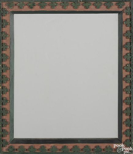 Pennsylvania carved and painted frame, 19th c., with clover design, 14'' x 12 1/4''.