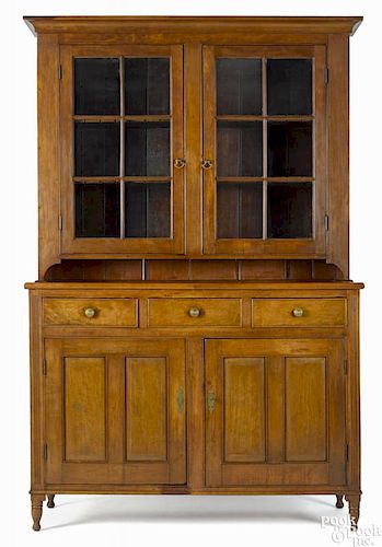 Pennsylvania cherry two-part Dutch cupboard, ca. 1815, 84 1/2'' h., 53'' w.