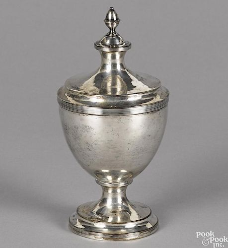 Philadelphia coin silver covered sugar, ca. 1790, bearing the touch of Joseph Richardson