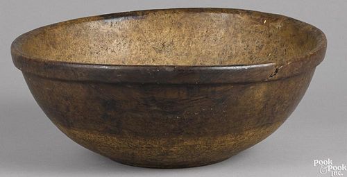 Large New England burl bowl, 19th c., 6 1/4'' h., 16 3/4'' dia.
