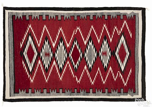 Navajo eye dazzler weaving, 60'' x 40''.