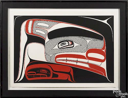 Robert Davidson (Haida, b. 1946), serigraph, titled Wolf Inside Its Own Foot, numbered 19/99