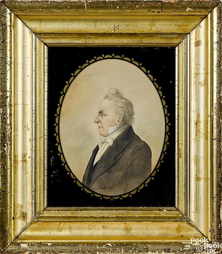 American watercolor portrait of President James Buchanan, inscribed verso