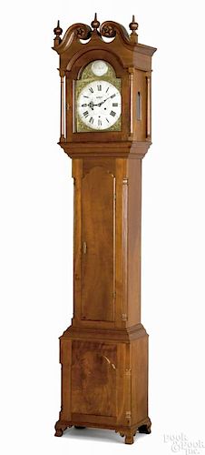 Rare Bucks County, Pennsylvania Chippendale cherry tall case clock, ca. 1784