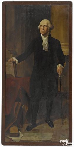 American oil on canvas full-length portrait of George Washington, mid 19th c., 86'' x 40''.