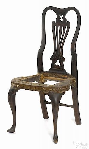 Philadelphia Queen Anne walnut dining chair, ca. 1750, with a pierced splat, a compass seat
