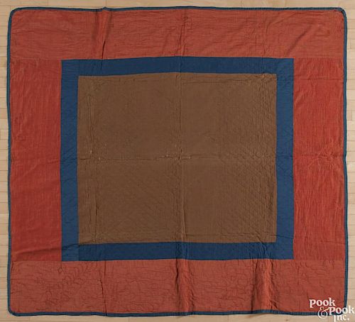 Lancaster County, Pennsylvania Amish center square wool quilt, late 19th c., 78'' x 82''.