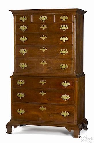 Pennsylvania Chippendale walnut chest on chest, ca. 1775, 75'' h., 41 1/2'' w.