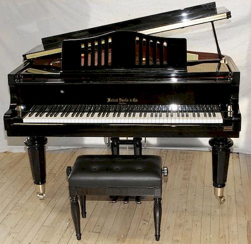 HALLET DAVIS & CO. BLACK EBONY BABY GRAND PIANO