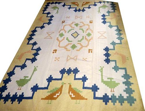 INDIAN DHURRIE HAND WOVEN WOOL RUG