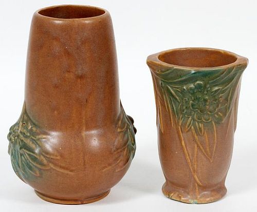 MCCOY STYLE POTTERY VASES, TWO