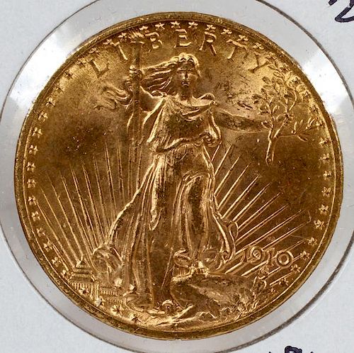 $20 WALKING LIBERTY/FLYING EAGLE 1910-D GOLD-COIN