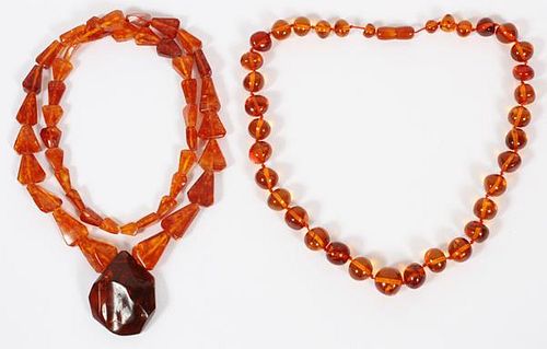 BALTIC AMBER BEAD NECKLACES 2 PIECES