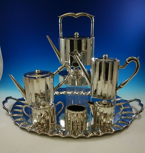 Reyes Mexican Mexico Sterling Silver Tea Set 7pc Mid-Century Modern (#4736)