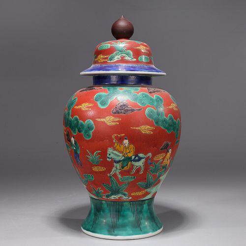 Antique Japanese Kutani Porcelain Covered Jar