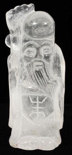 CHINESE ROCK CRYSTAL FIGURE OF A SAGE