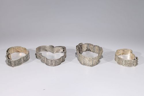 Group of four Indian White Metal Belts