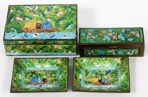 HAND PAINTED ENAMEL AND METAL BOXES AND DISHES 4