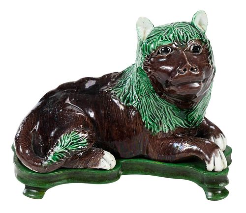 Chinese Porcelain Green and Brown Glazed Lion