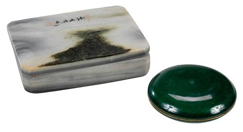 Two Chinese Desk Items, Ink Stone and Pot
