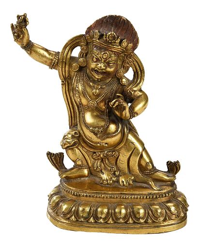 Tibetan Bronze Gilt Figure of Vajrapani