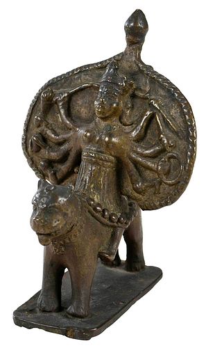 Bronze Figure of Durga Riding a Tiger