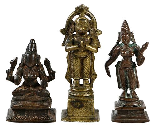 Three Miniature Asian Bronze Buddhas