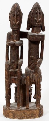 AFRICAN CARVED WOOD DOUBLE FIGURE