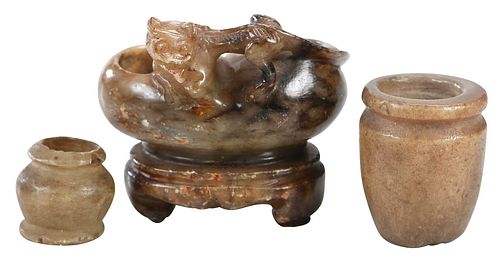 Chinese Hardstone Miniature Carving, Two Pots