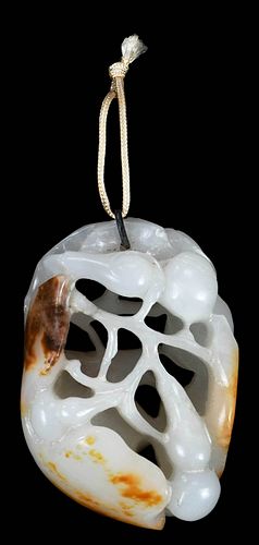Chinese White and Russet Jade Fruit Pendant